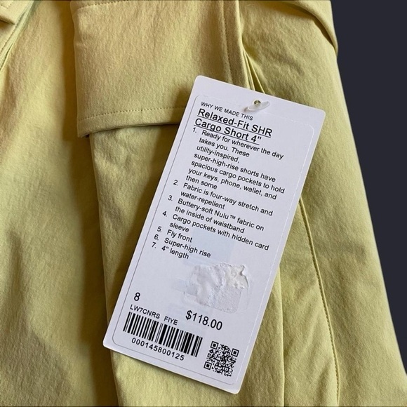 Lululemon Relaxed-Fit Super-High-Rise Cargo Size 8 /Short 4" - Finch Yellow - Picture 8 of 8
